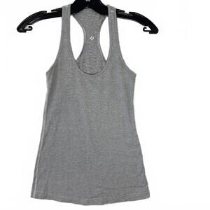Lululemon Grey & White Small Stripes Racerback Tank Top - Size 4